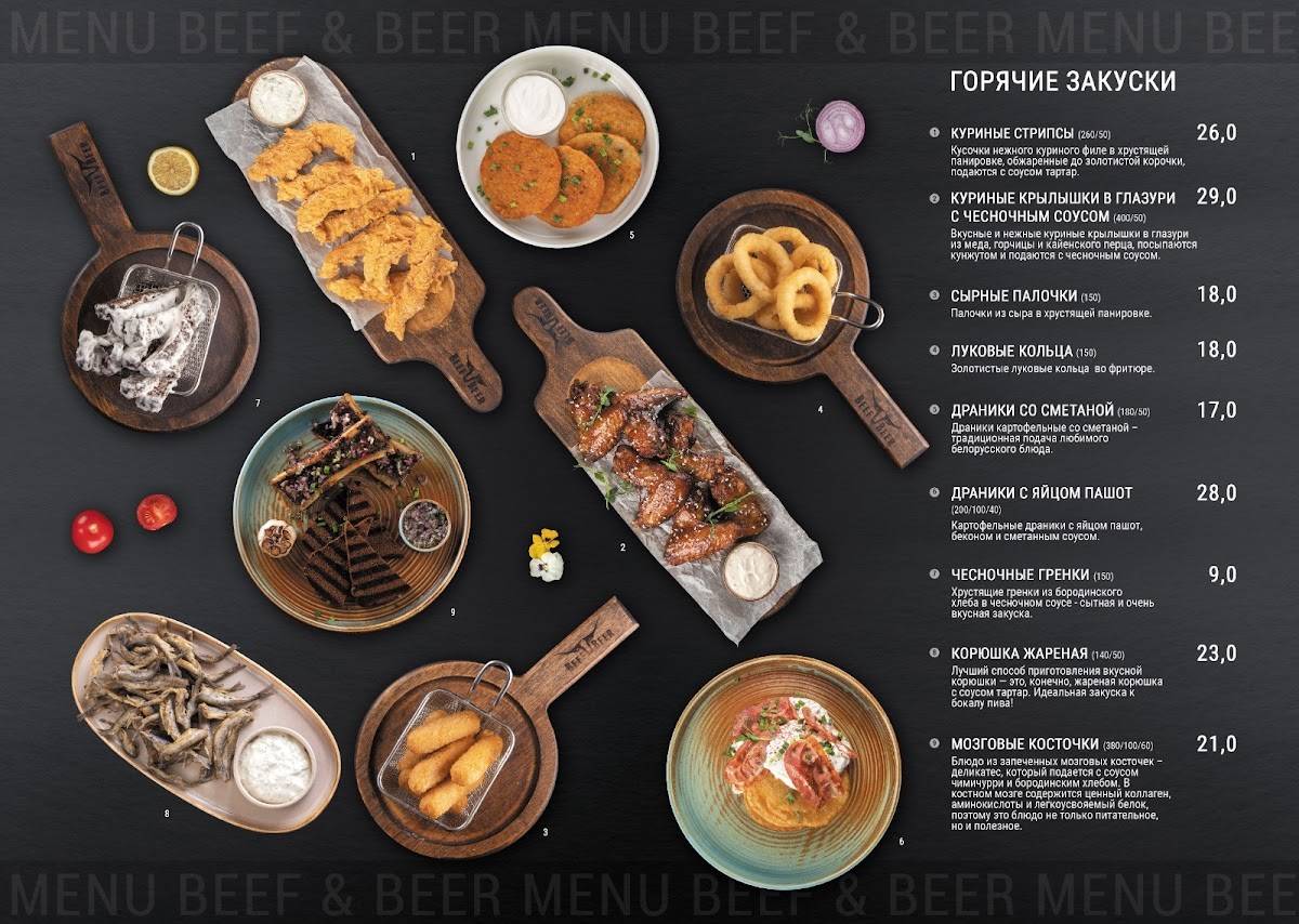 "Beef&Beer" меню