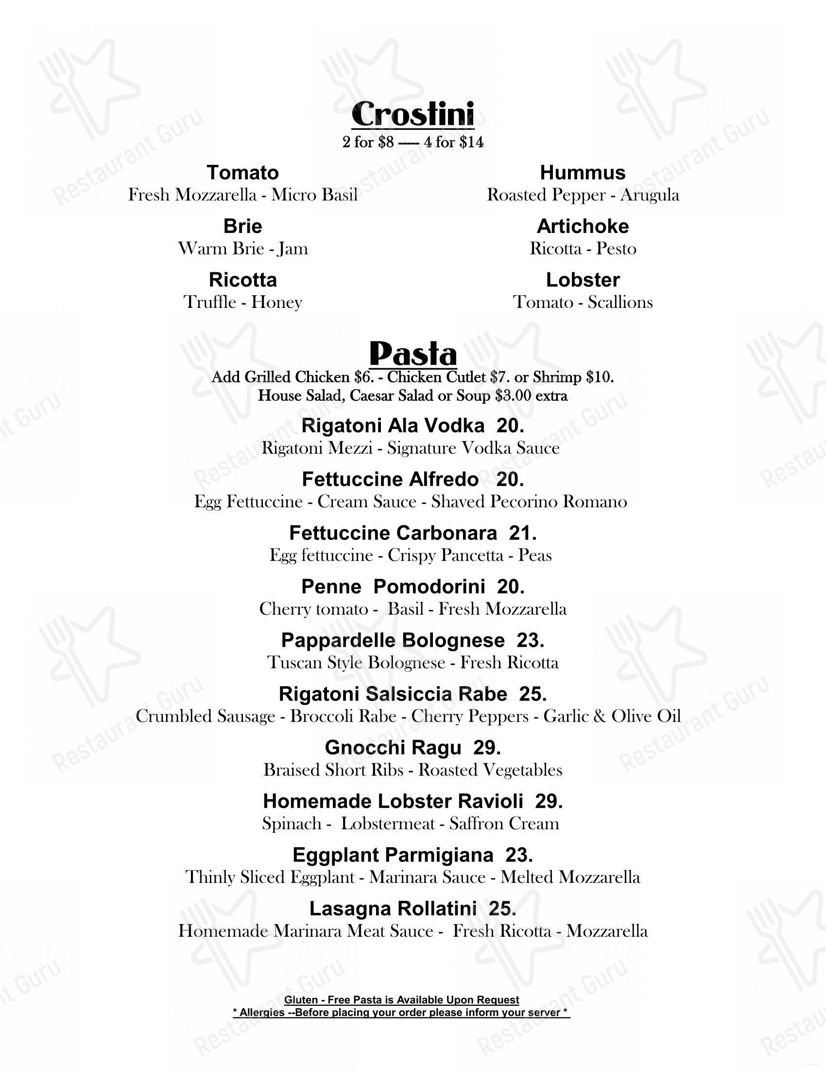 Меню паба и бара Biagio’s Ristorante в Парамусе