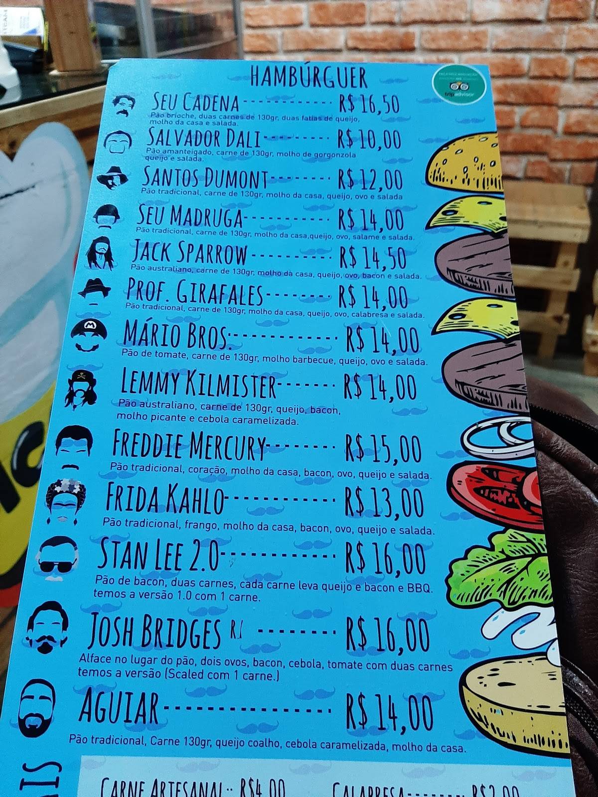 Bigode Burger меню