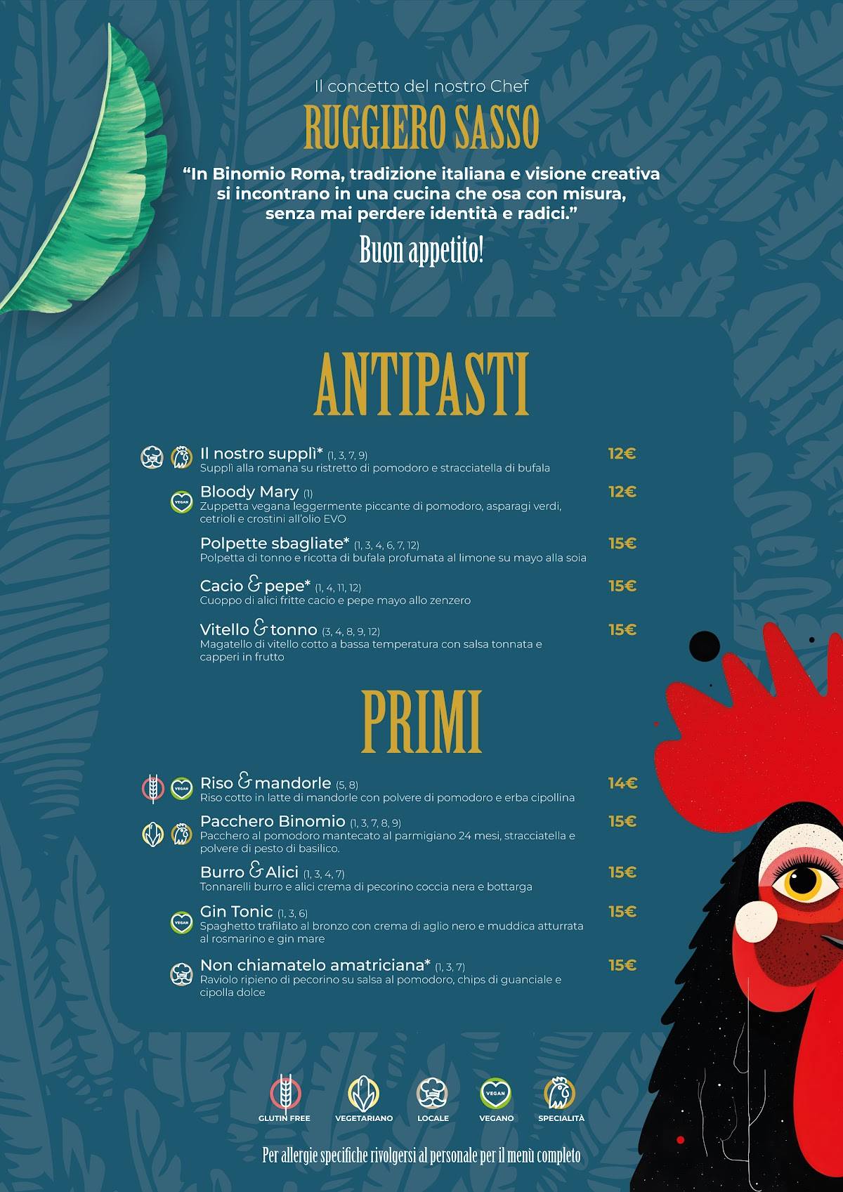 Binomio Roma меню
