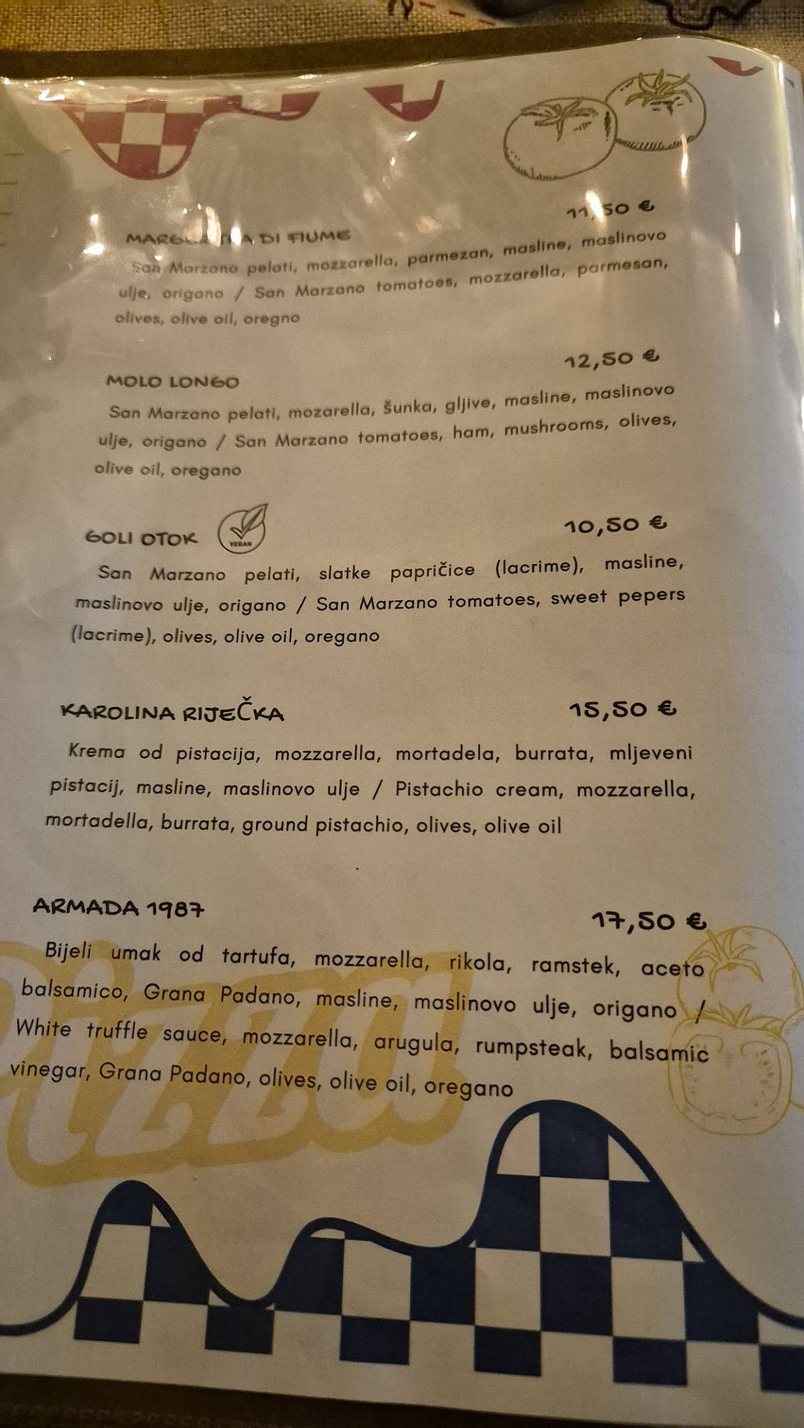 Bistro Pirati Rijeka меню