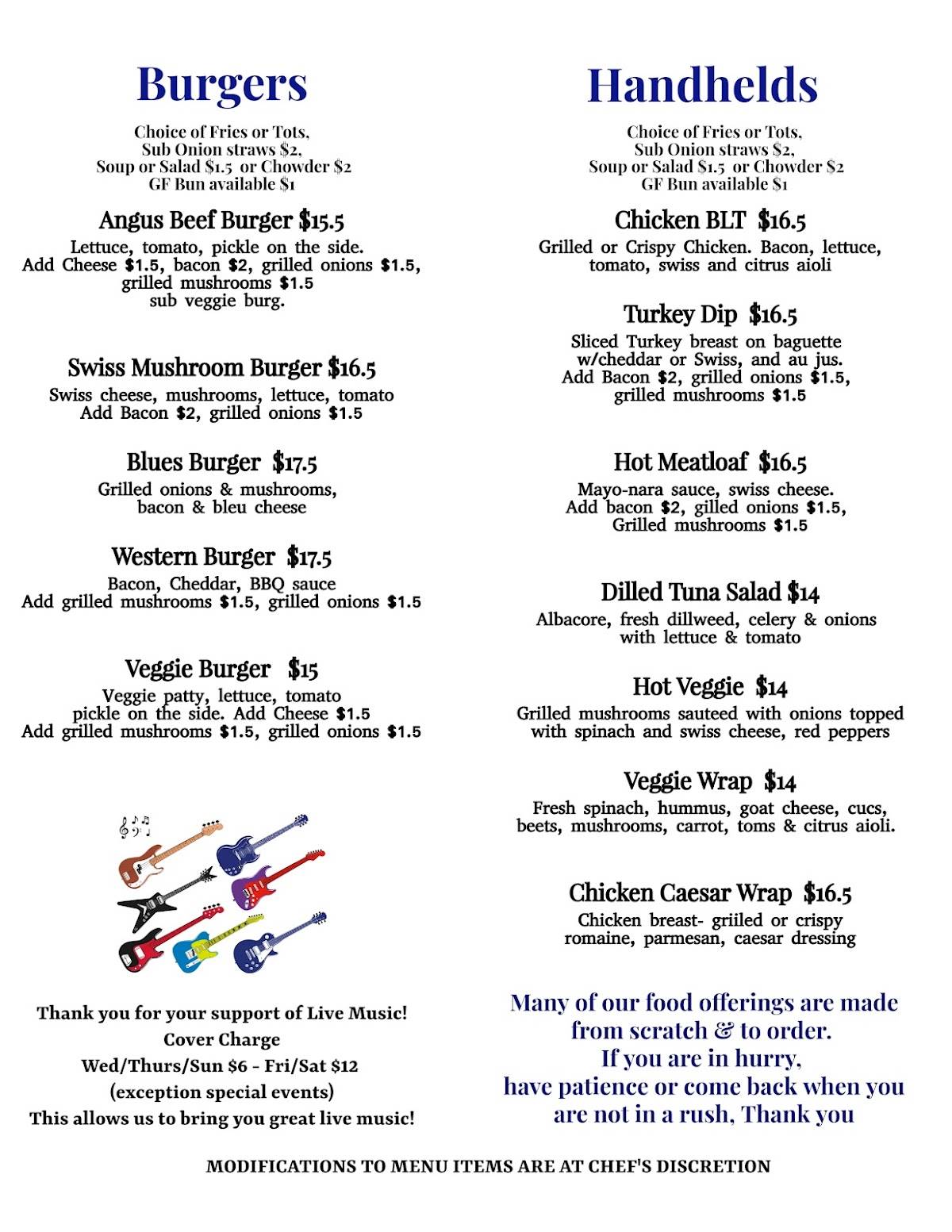 Blue Diamond Bar & Grill меню