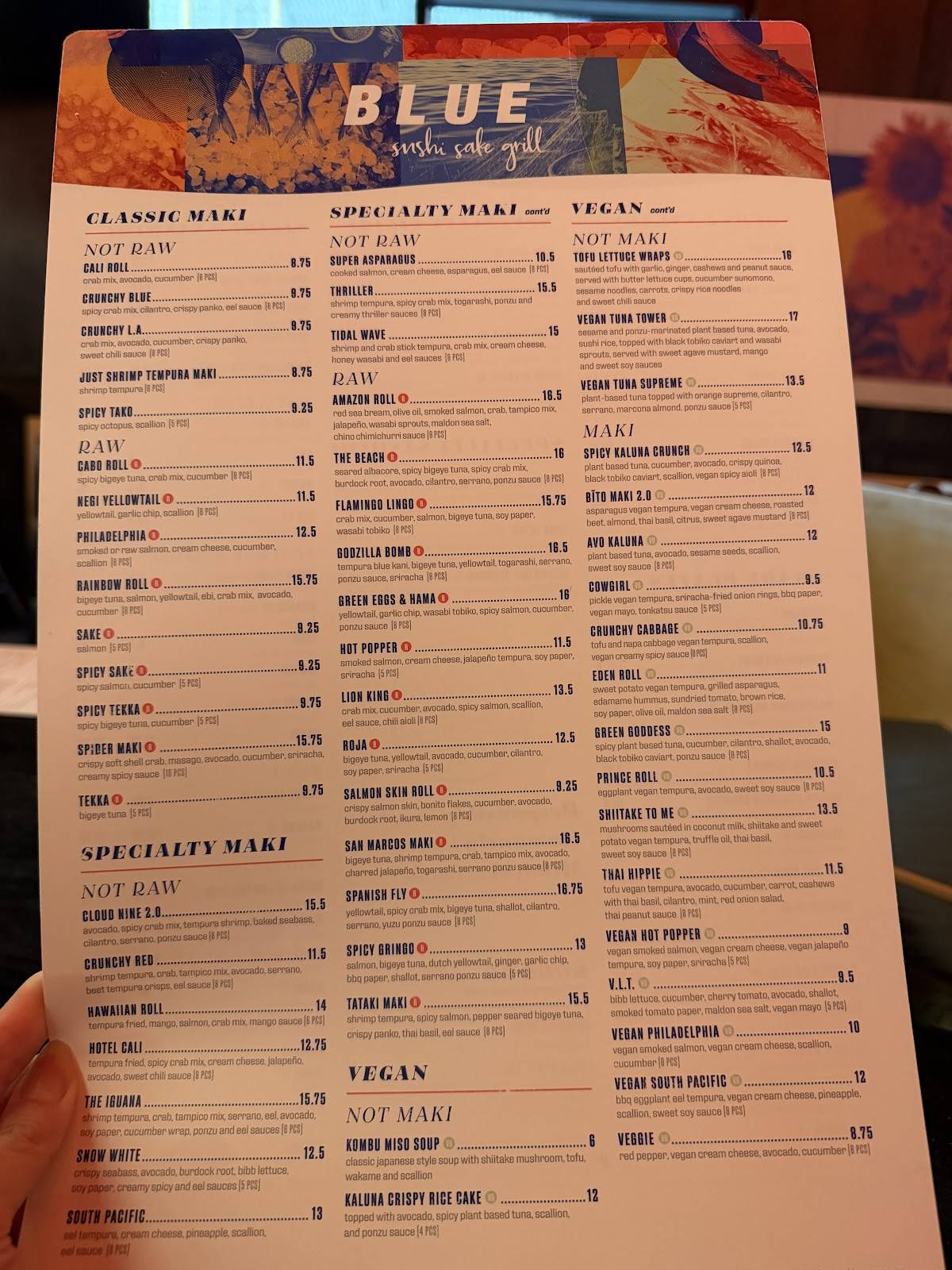 Blue Sushi Sake Grill меню