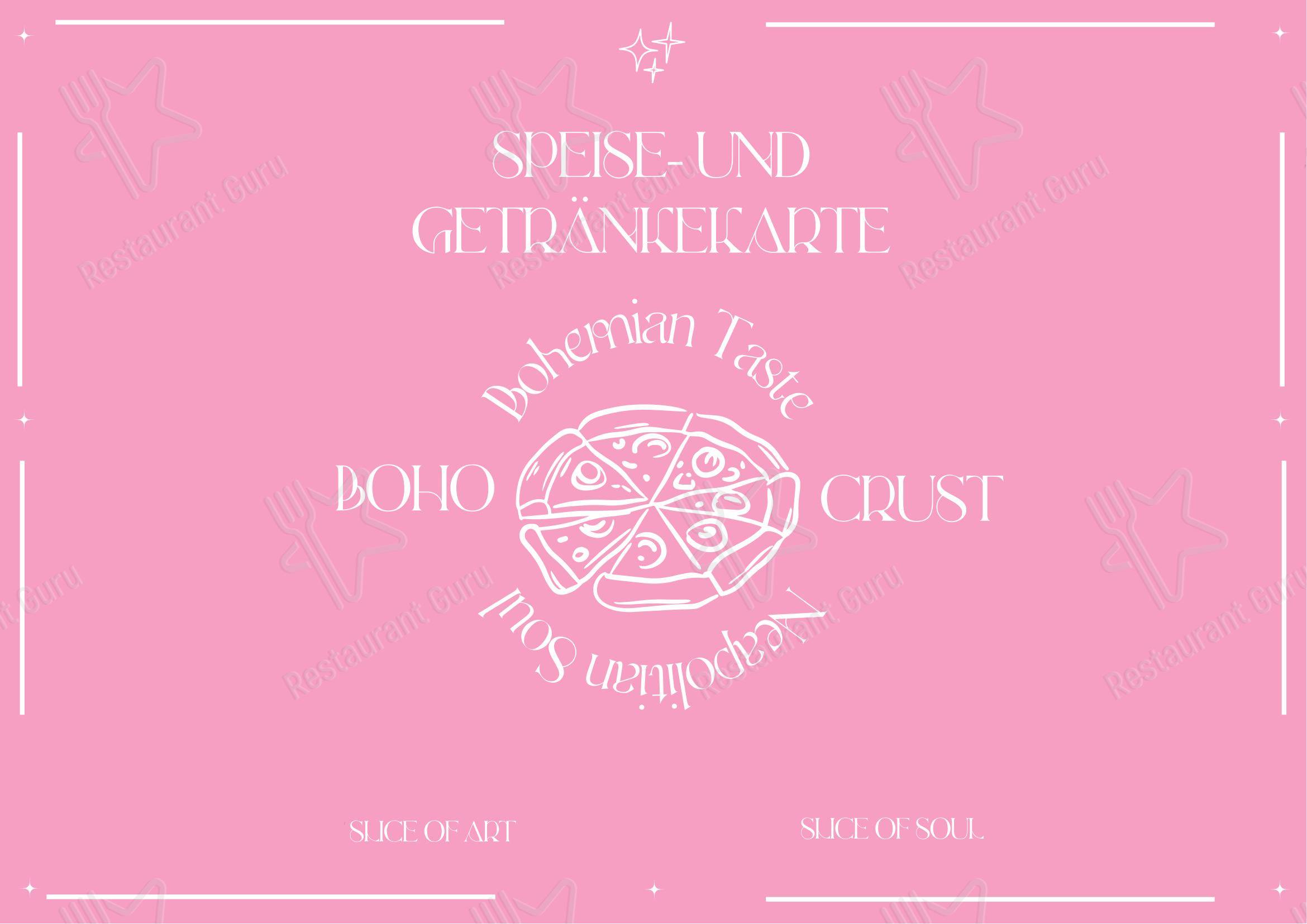 Boho Crust в Вене - Меню