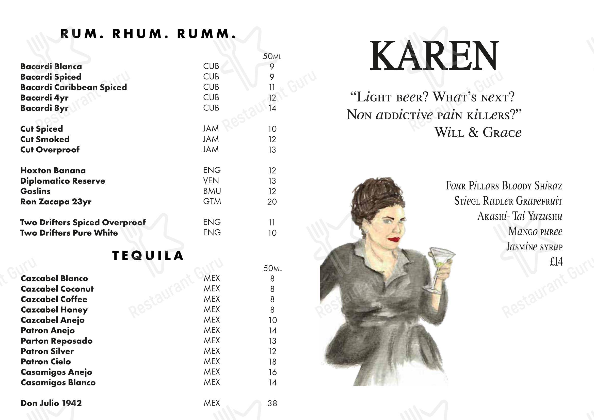 Меню ресторана Boundary Shoreditch - Takeaway Menu