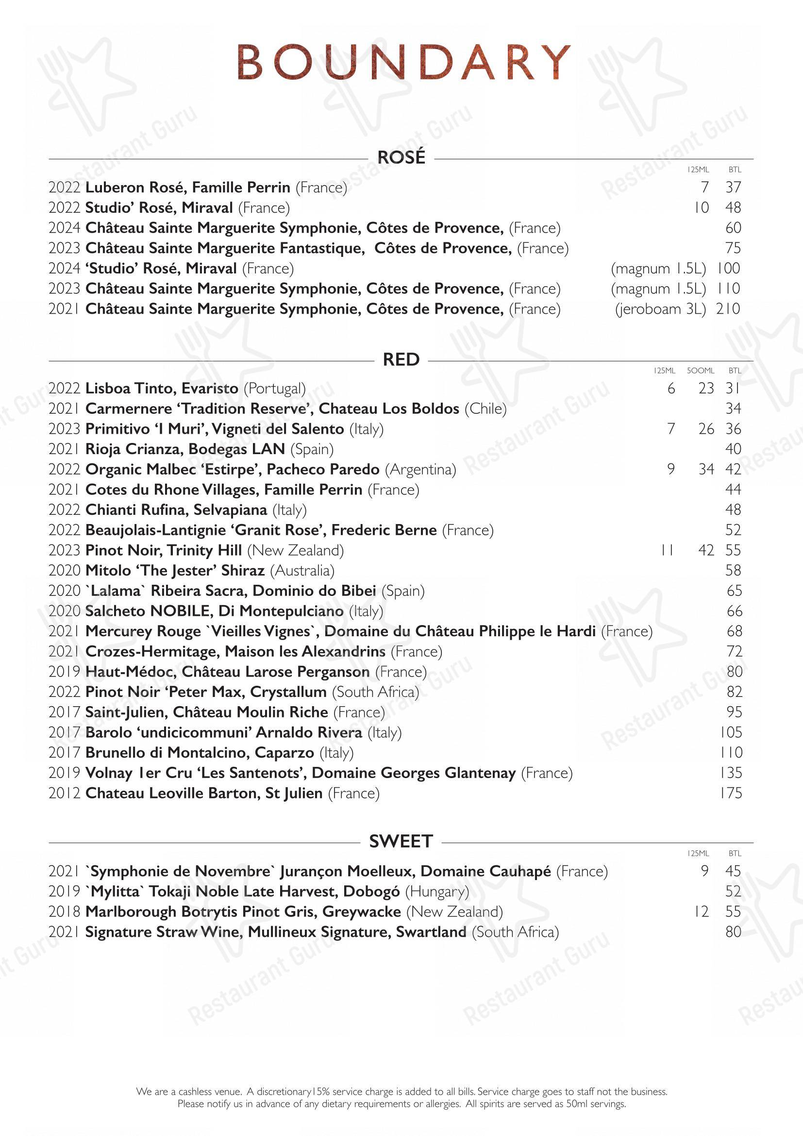 Boundary Shoreditch в Лондоне - Lunch Menu