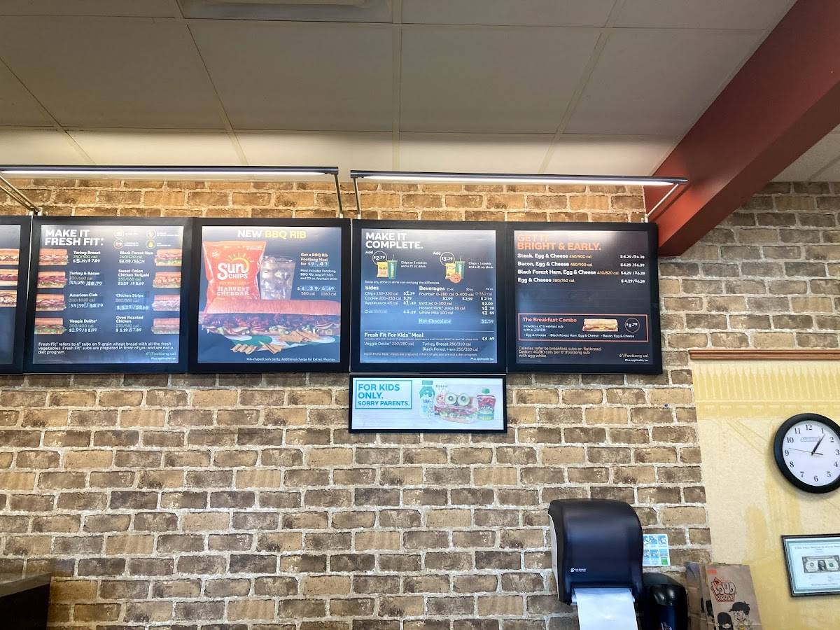 Subway меню