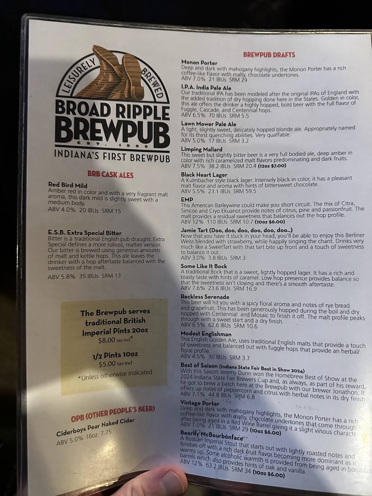Broad Ripple Brewpub меню
