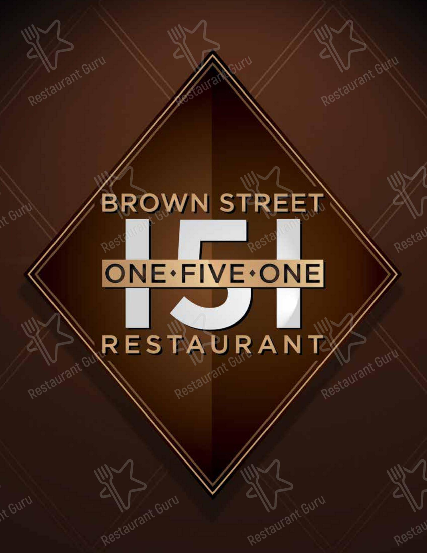 Меню паба и бара Brown Street 151 в Райнлендере
