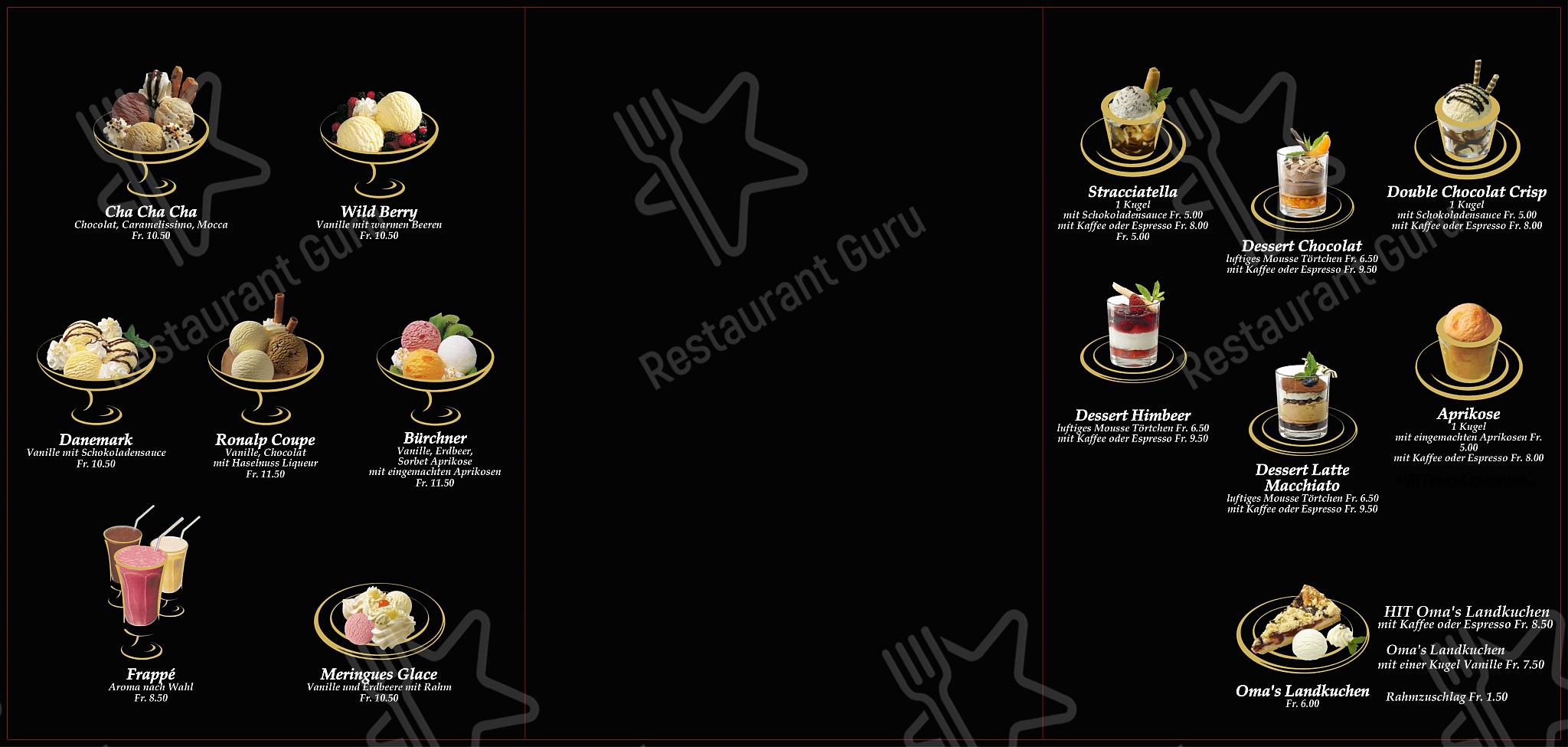 Wine Menu ресторана Restaurant Ronalp в Бюрхене