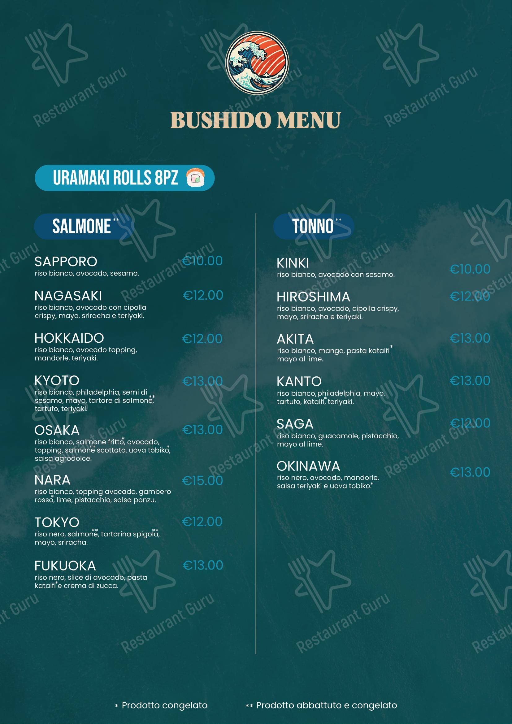 Bushido Sushi Roma в Риме - Меню