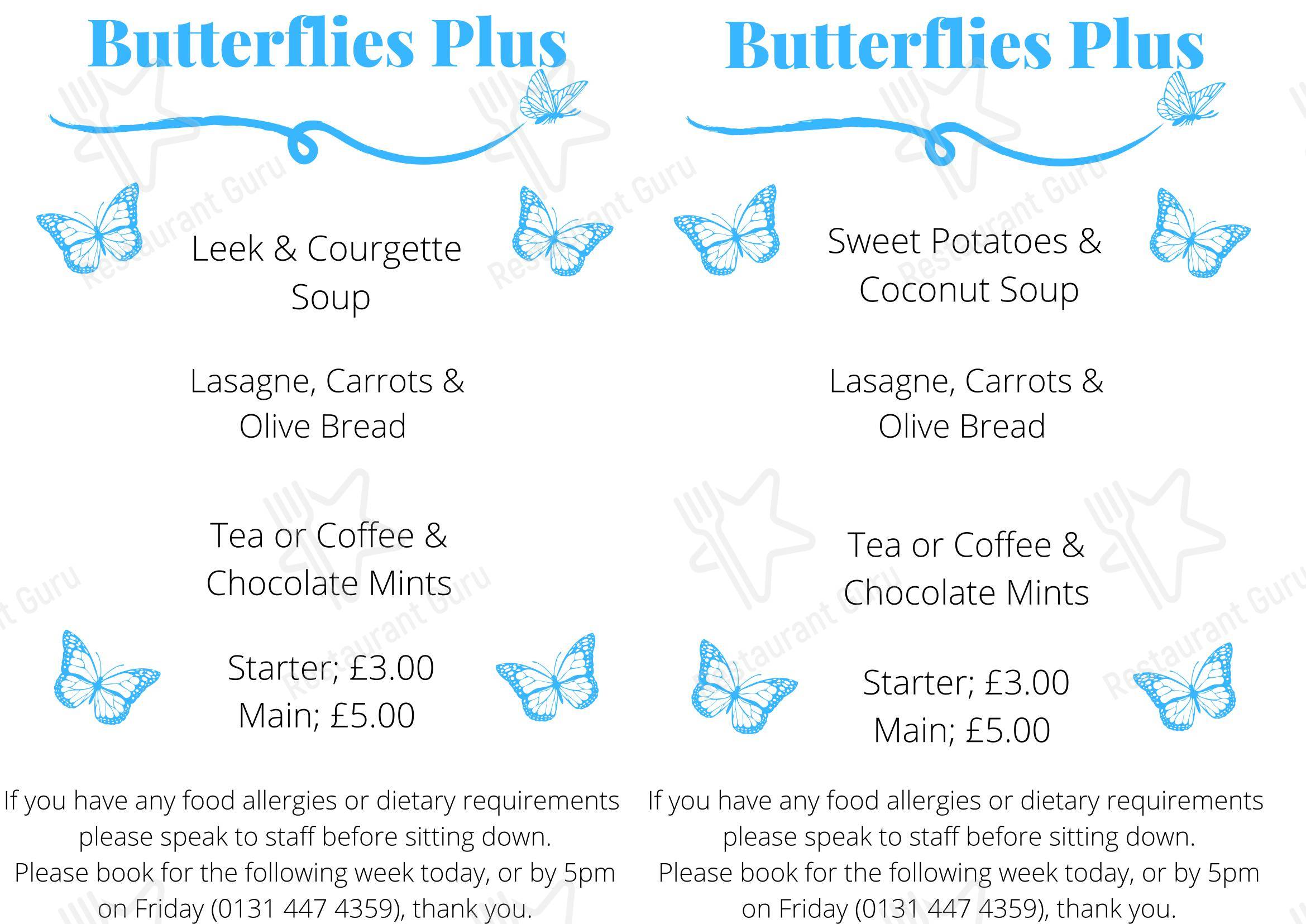 Butterflies Cafe в Эдинбурге - 菜单
