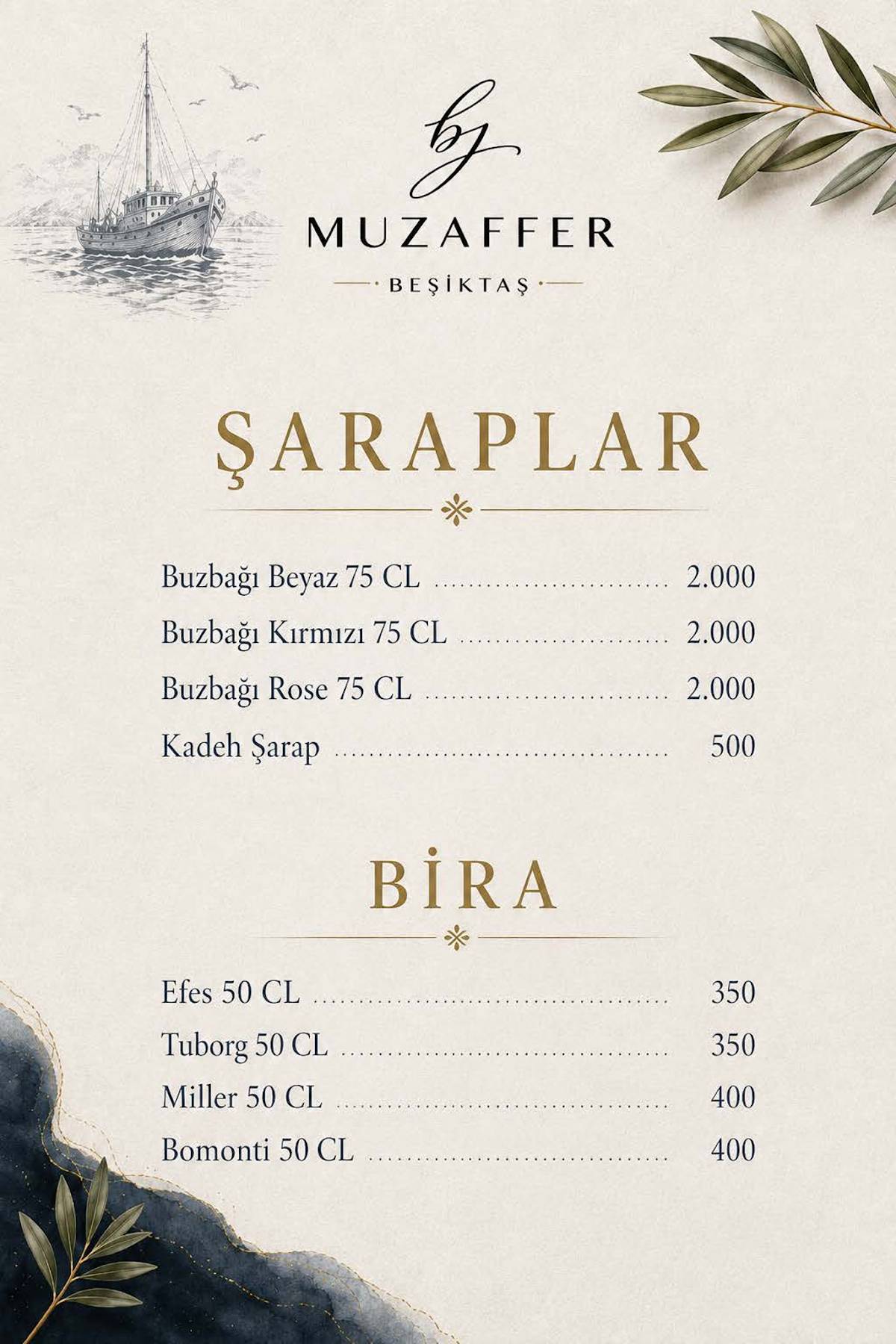Bymuzaffer Beşiktaş меню