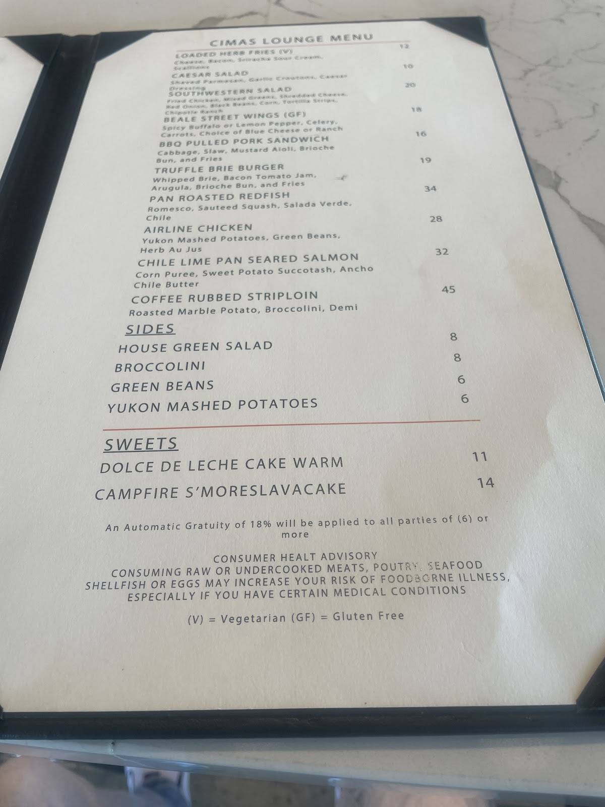 CIMAS Restaurant меню