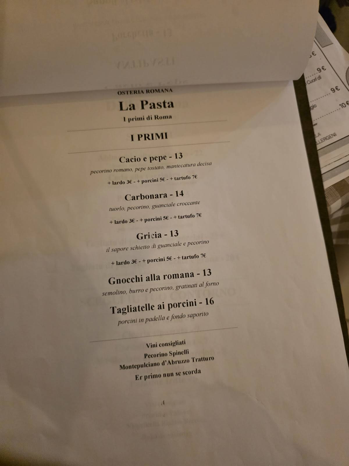 Cacio e Pepe меню