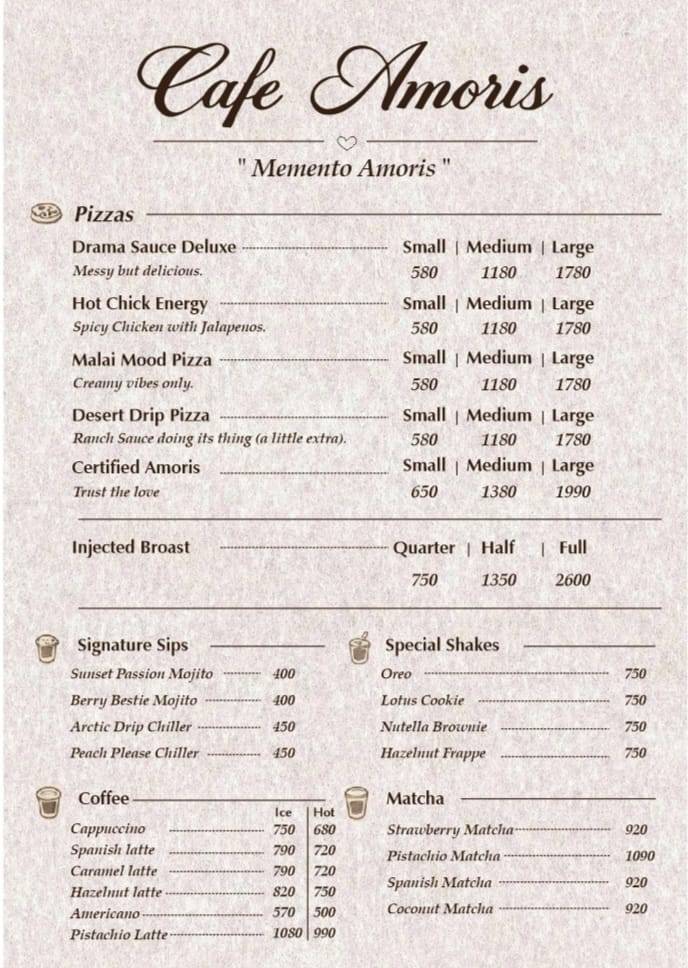 Cafe Amoris меню