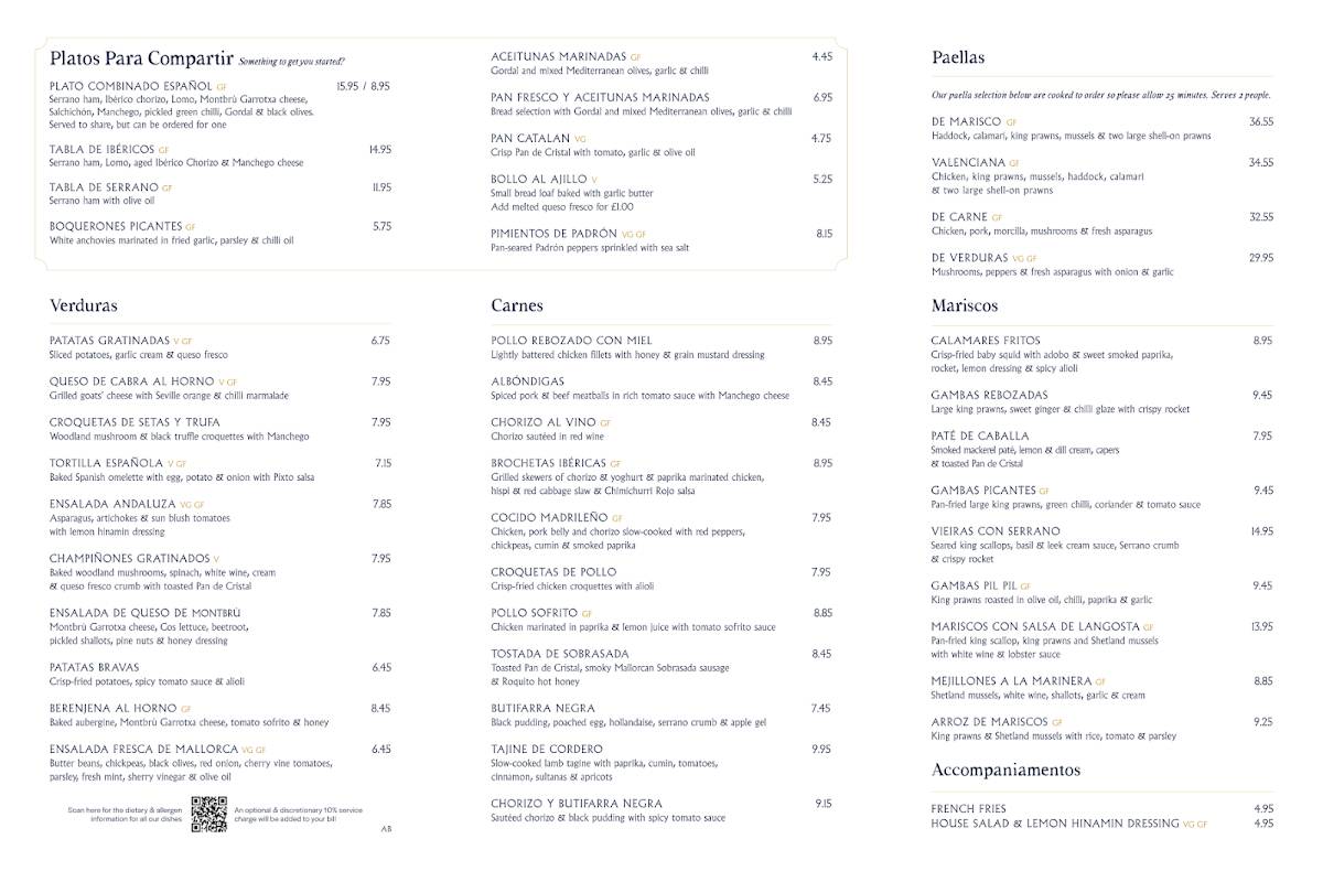 Cafe Andaluz меню