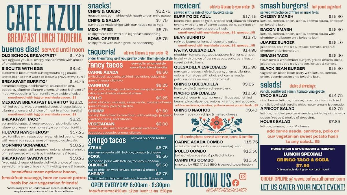 Cafe Azul меню