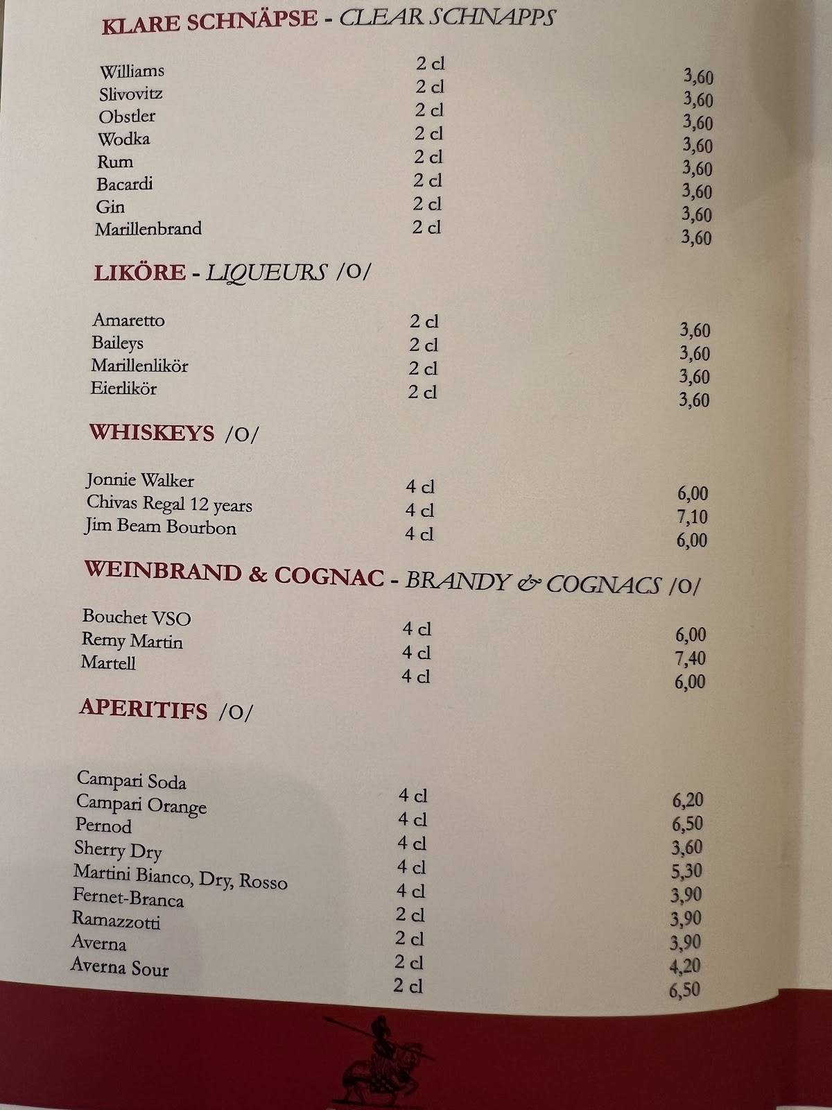 Café Ritter меню