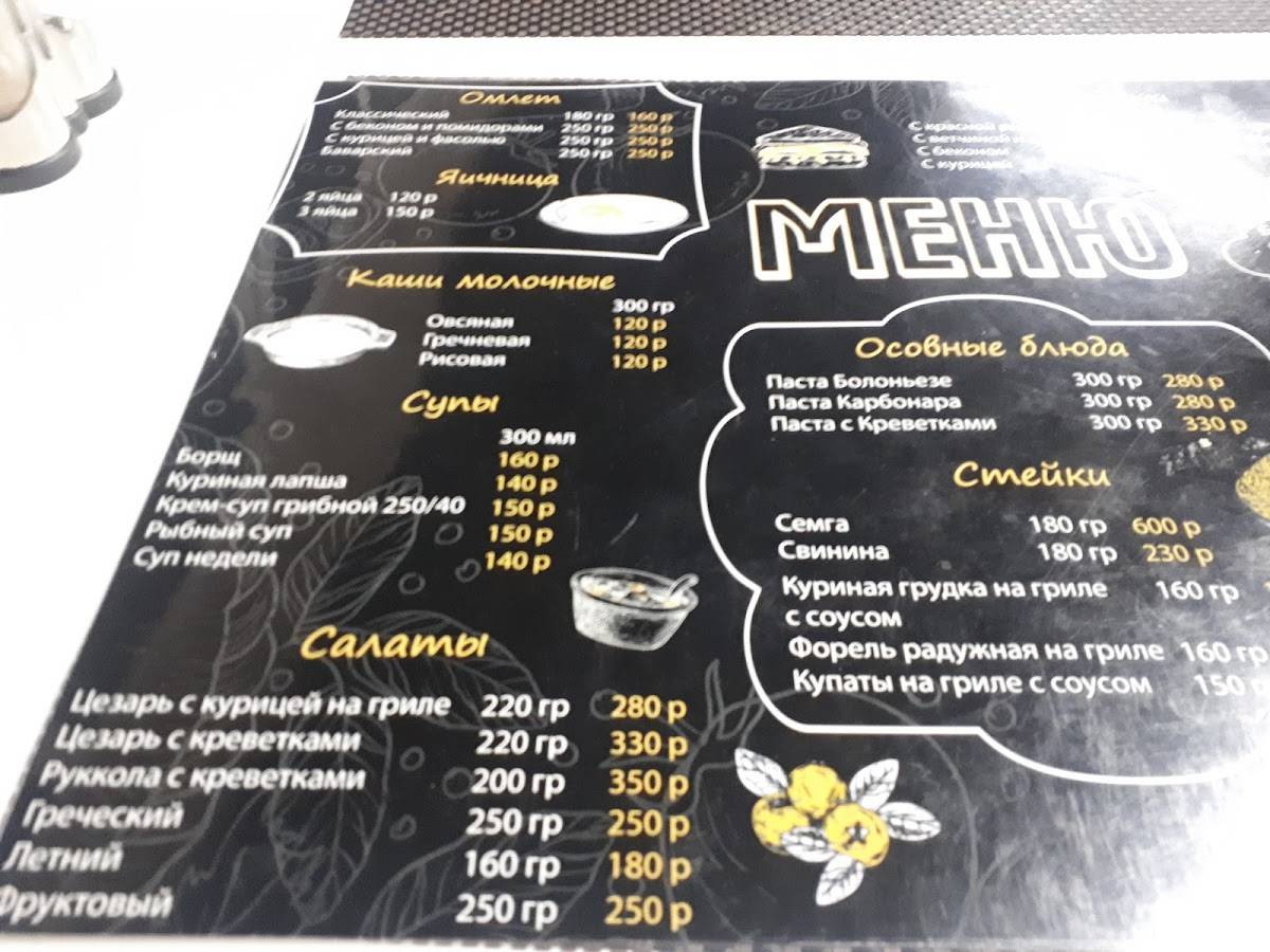 Кафе Atletfood меню
