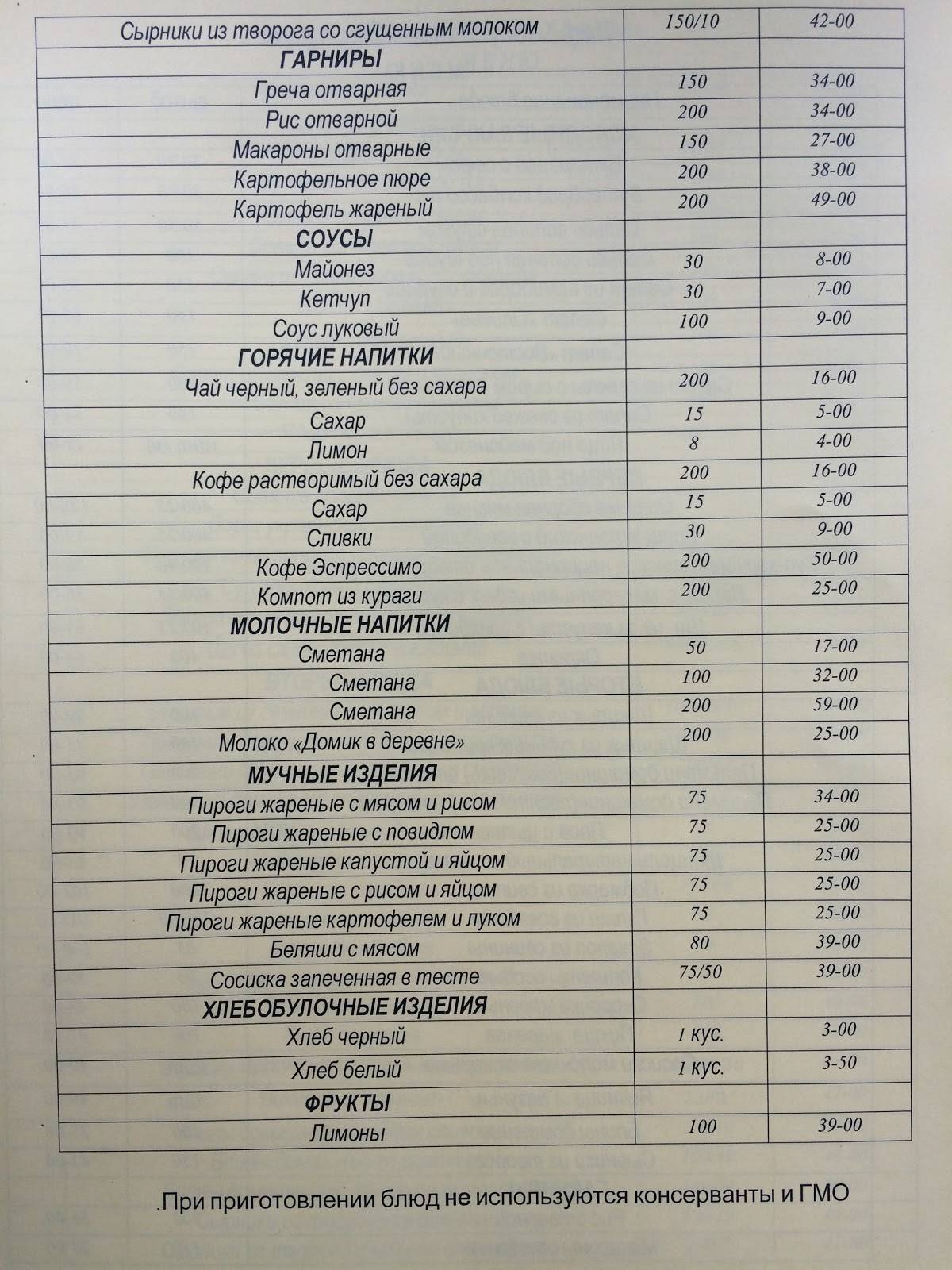 Кафе Экспресс меню