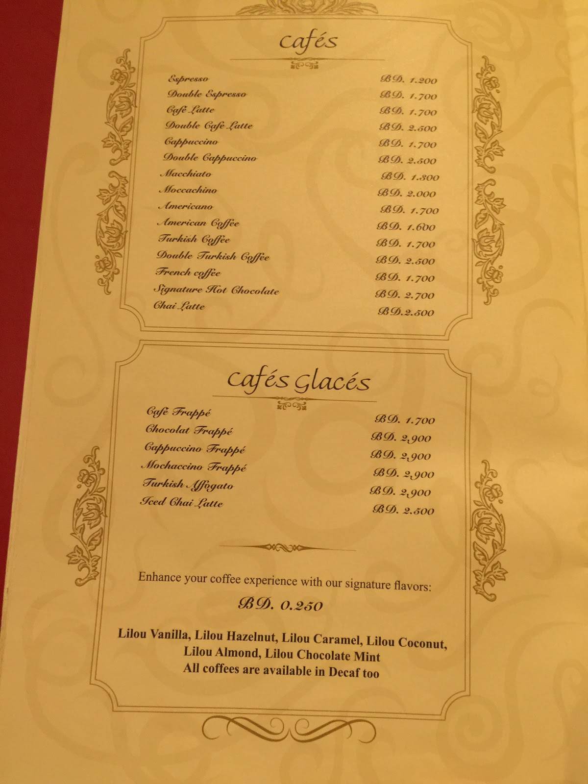 Cafe Lilou меню