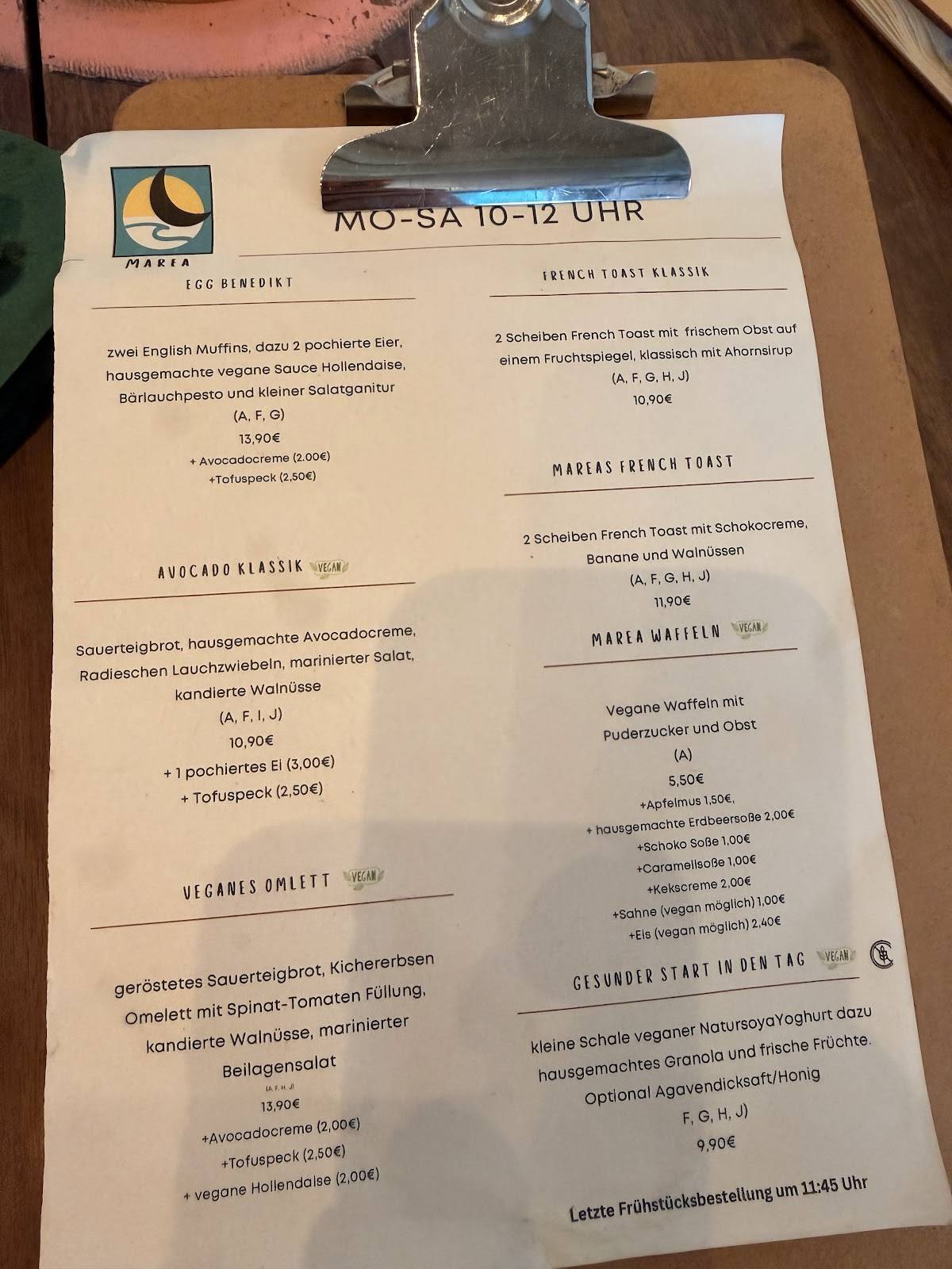 Café Marea меню