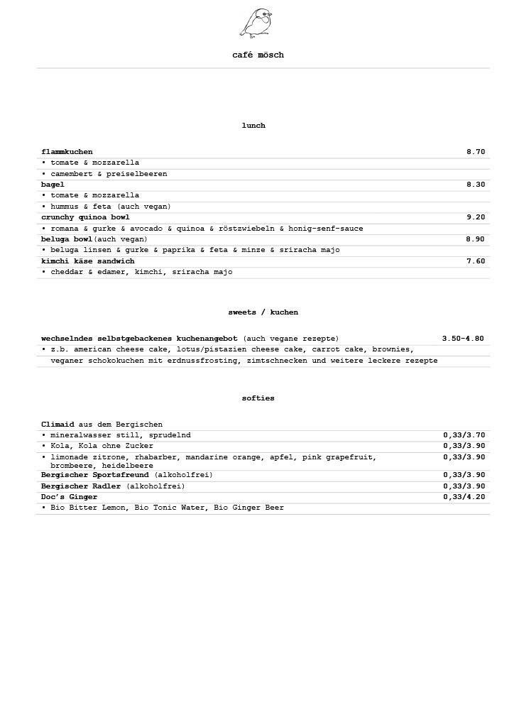 Café Mösch меню