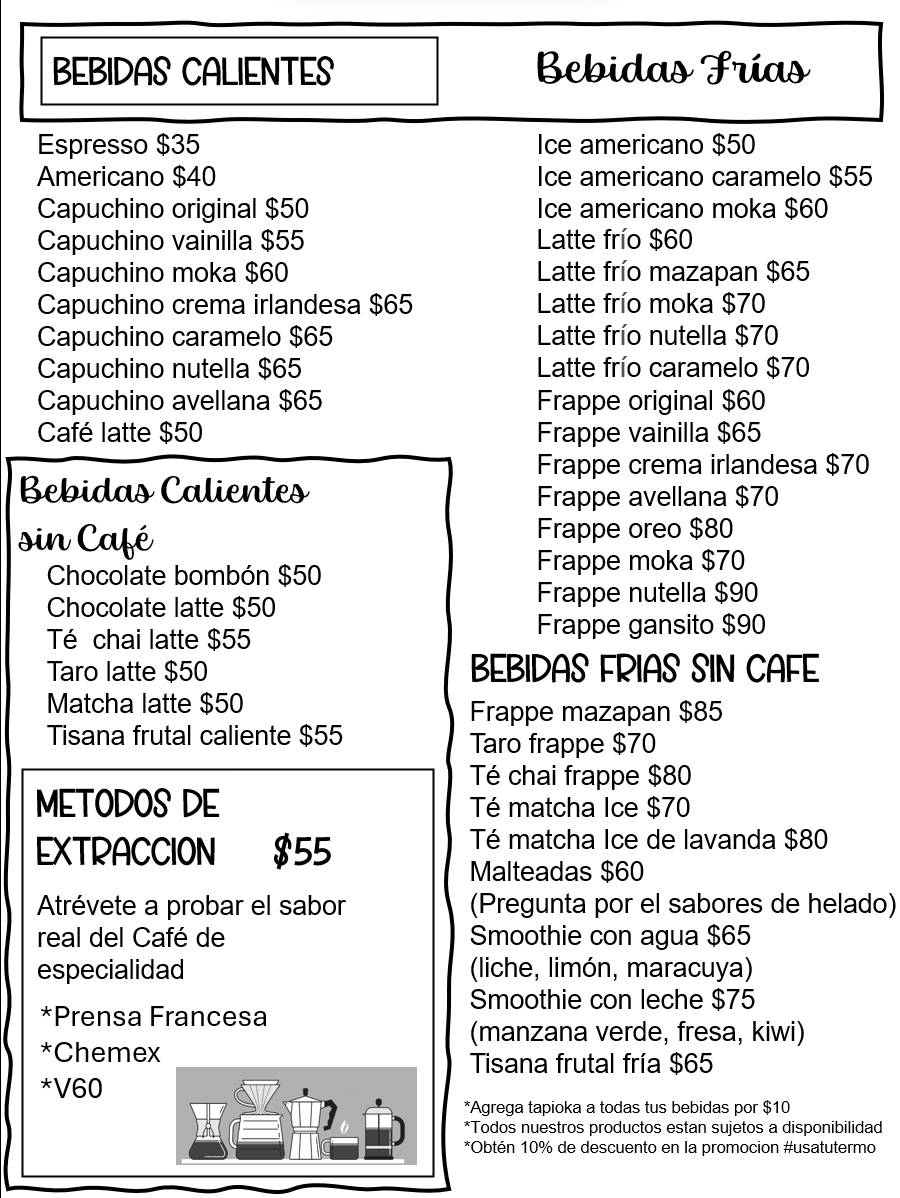 Cafe Nuestro меню