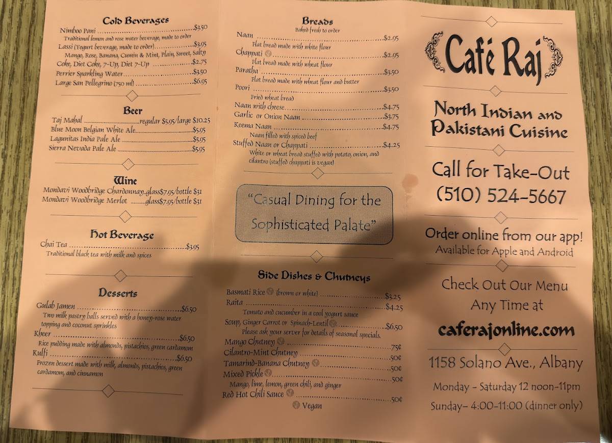 Café Raj меню