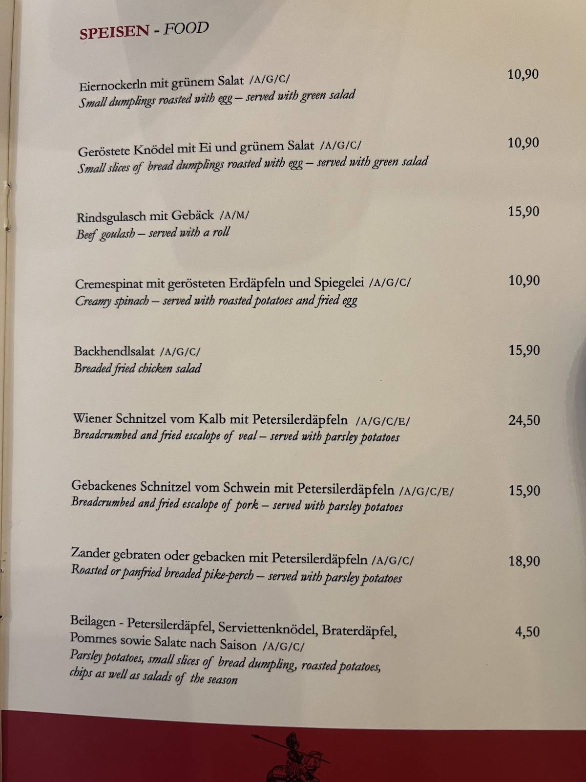 Café Ritter меню