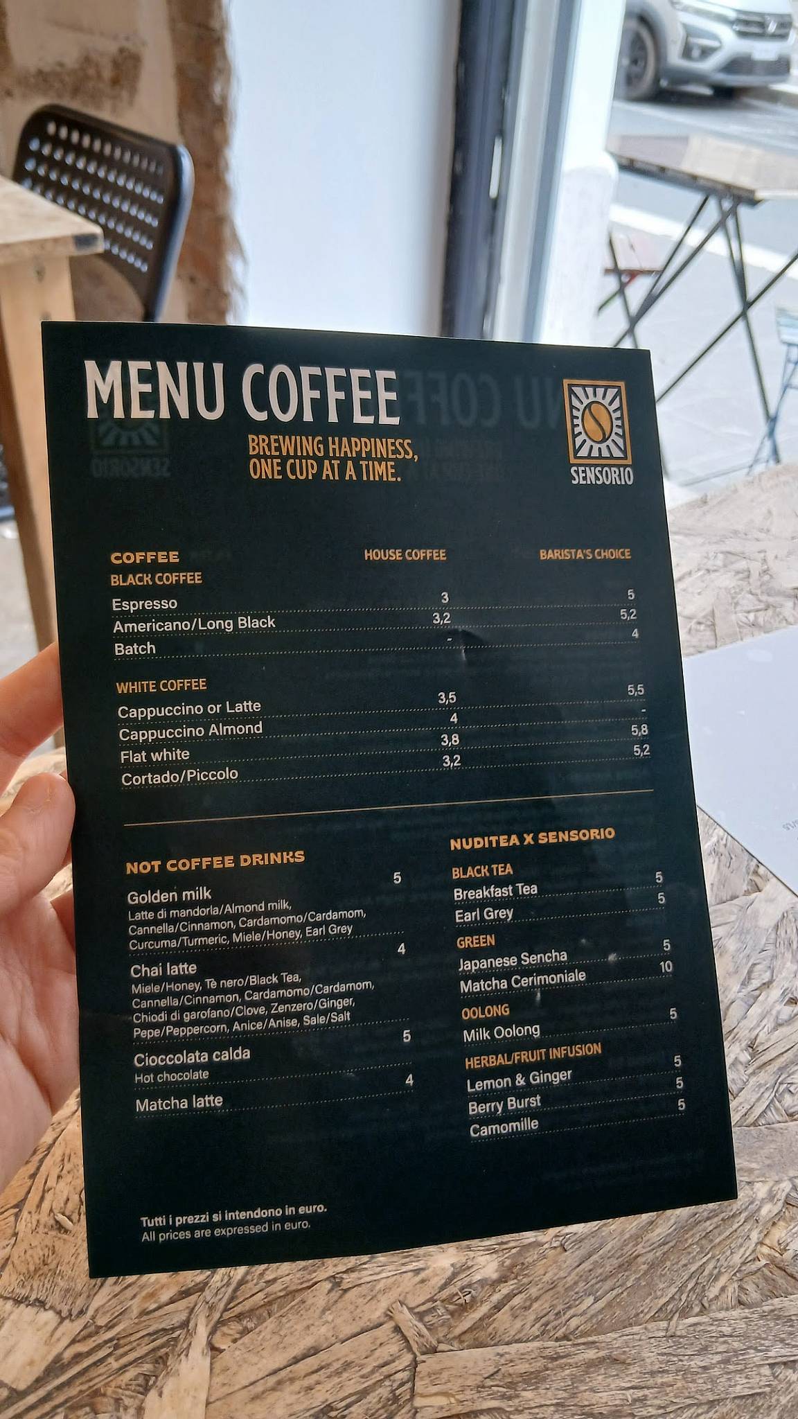 Sensorio Coffee Lab меню