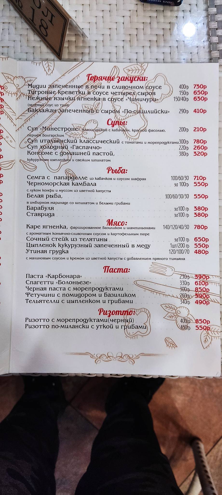 Убогое место фокачча меню