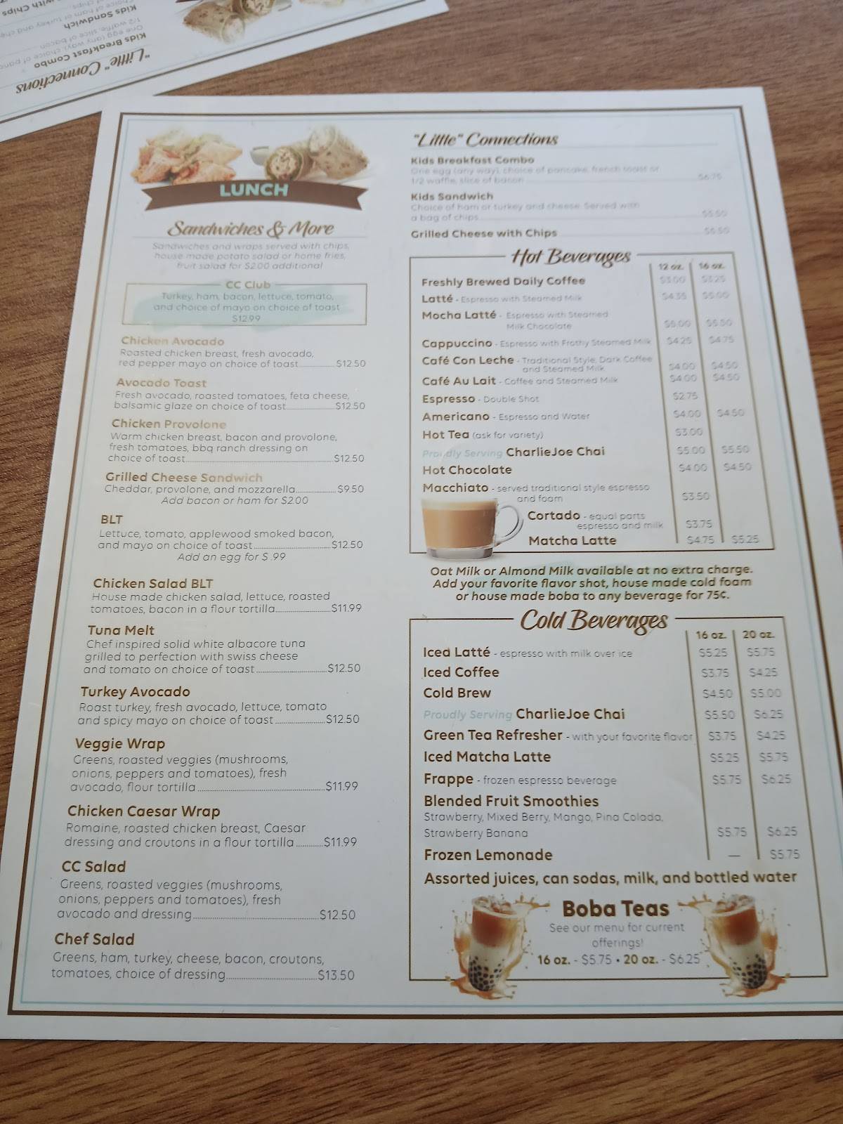 Caffe Connection меню