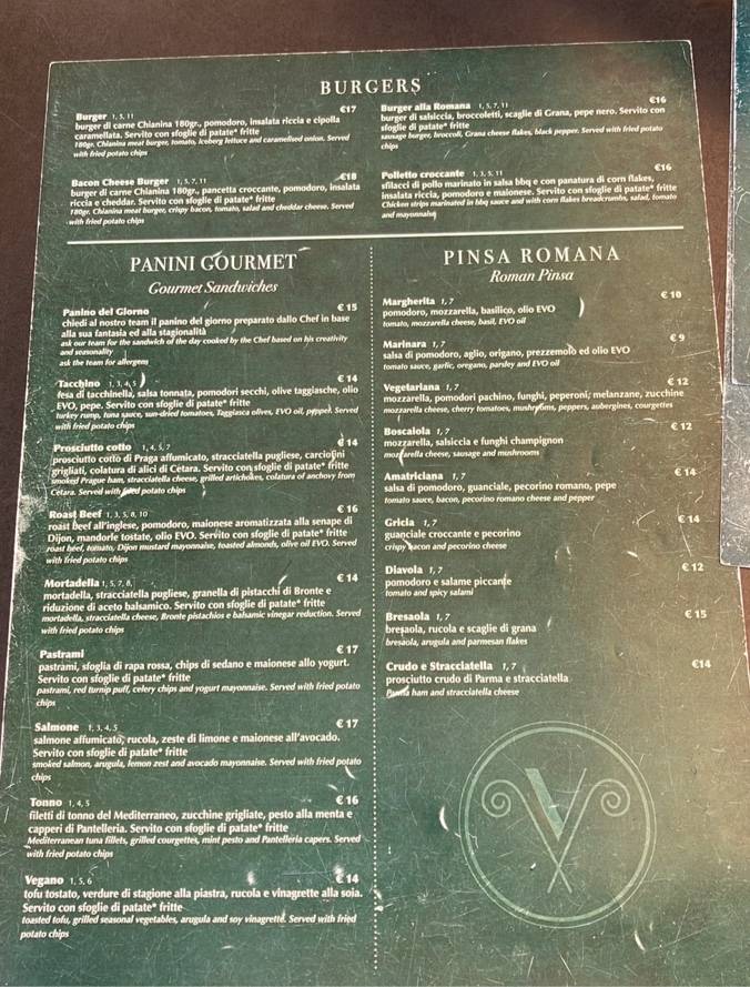 Caffè Valorani меню