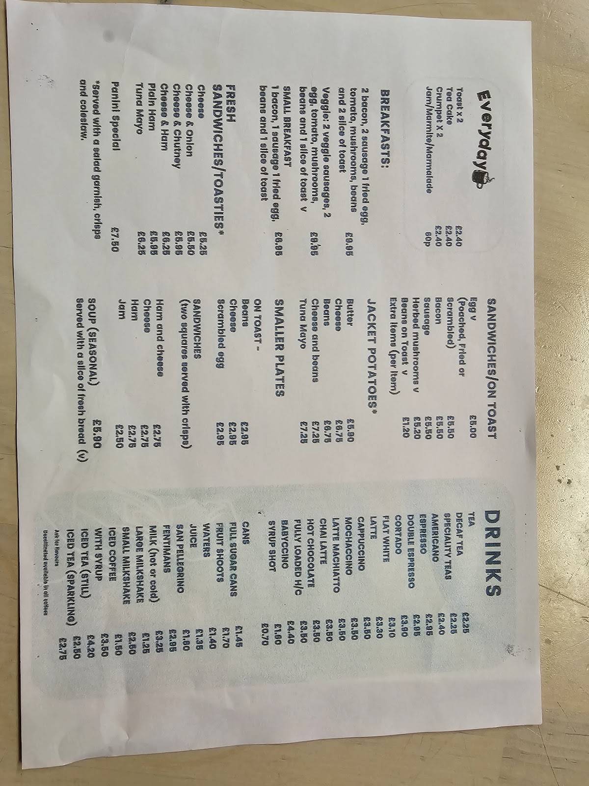 Caffi Isa меню