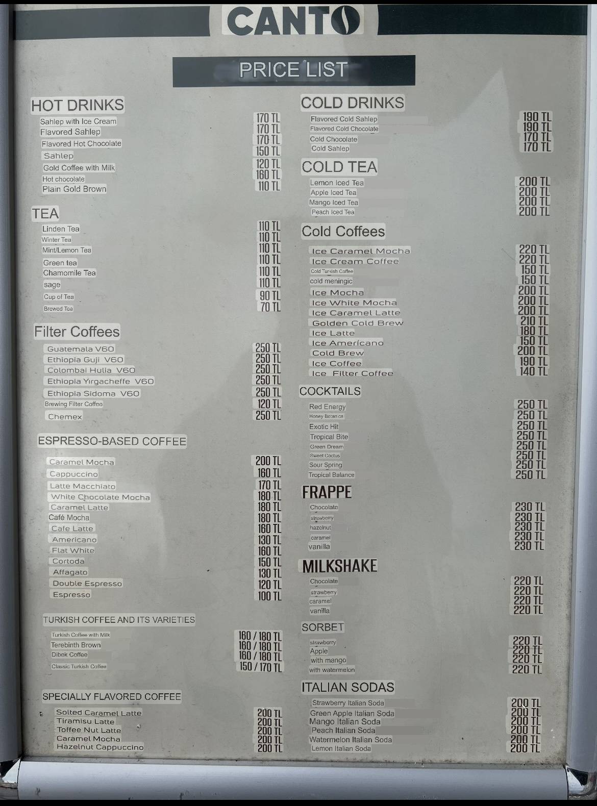 Canto Coffee меню