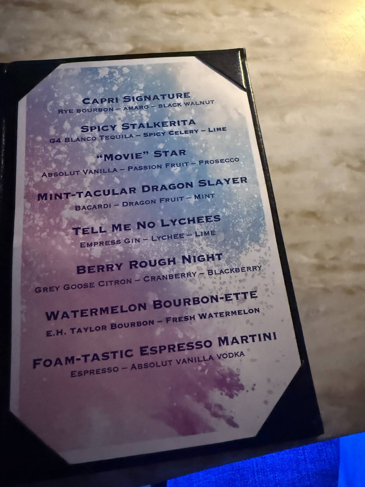 Capri Ristorante меню