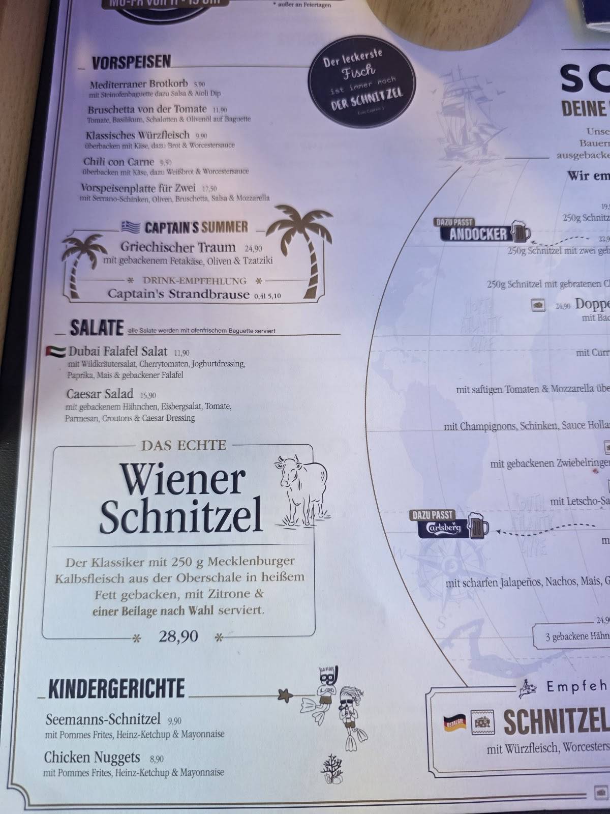 Captain's Schnitzel Rostock-Stadt меню