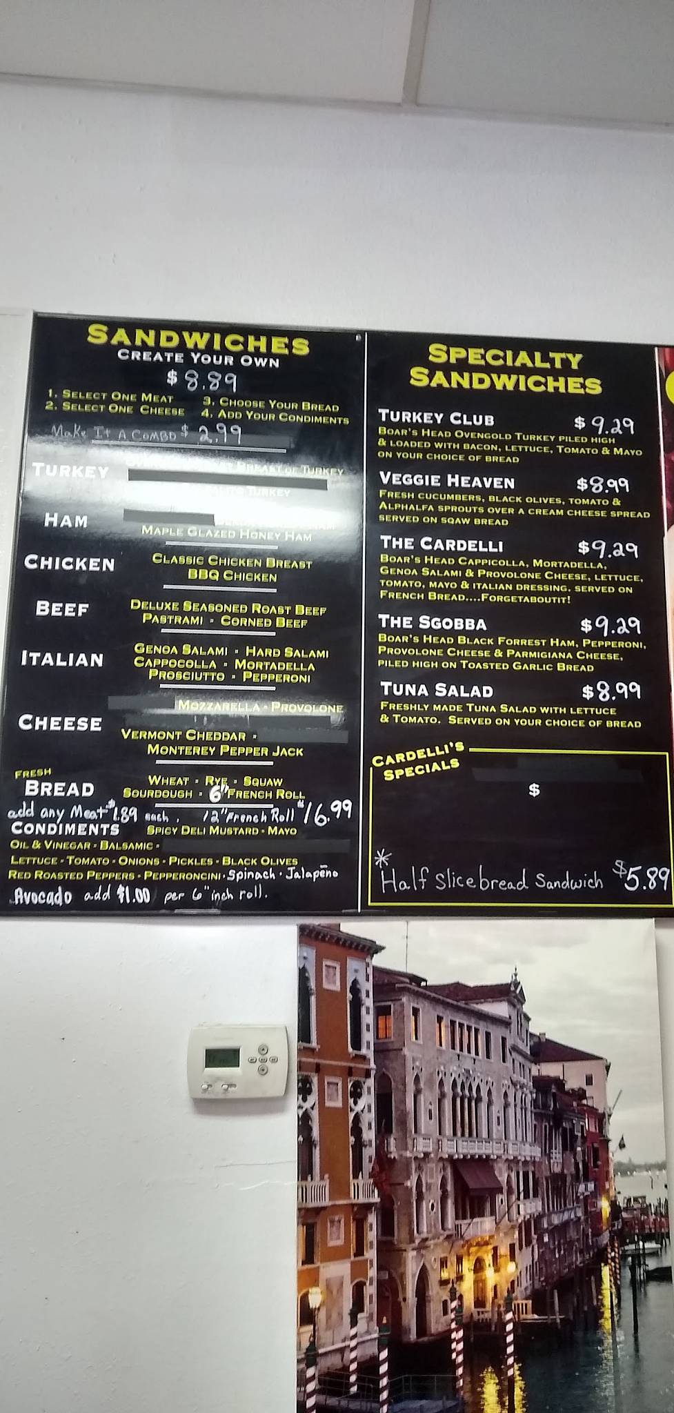 Cardelli's Italian Deli меню