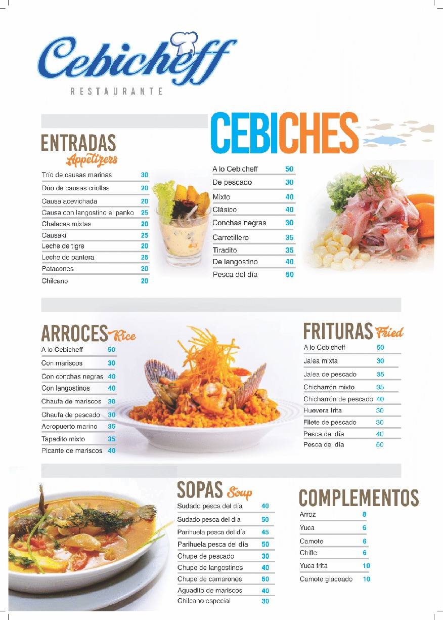 Cebicheff меню