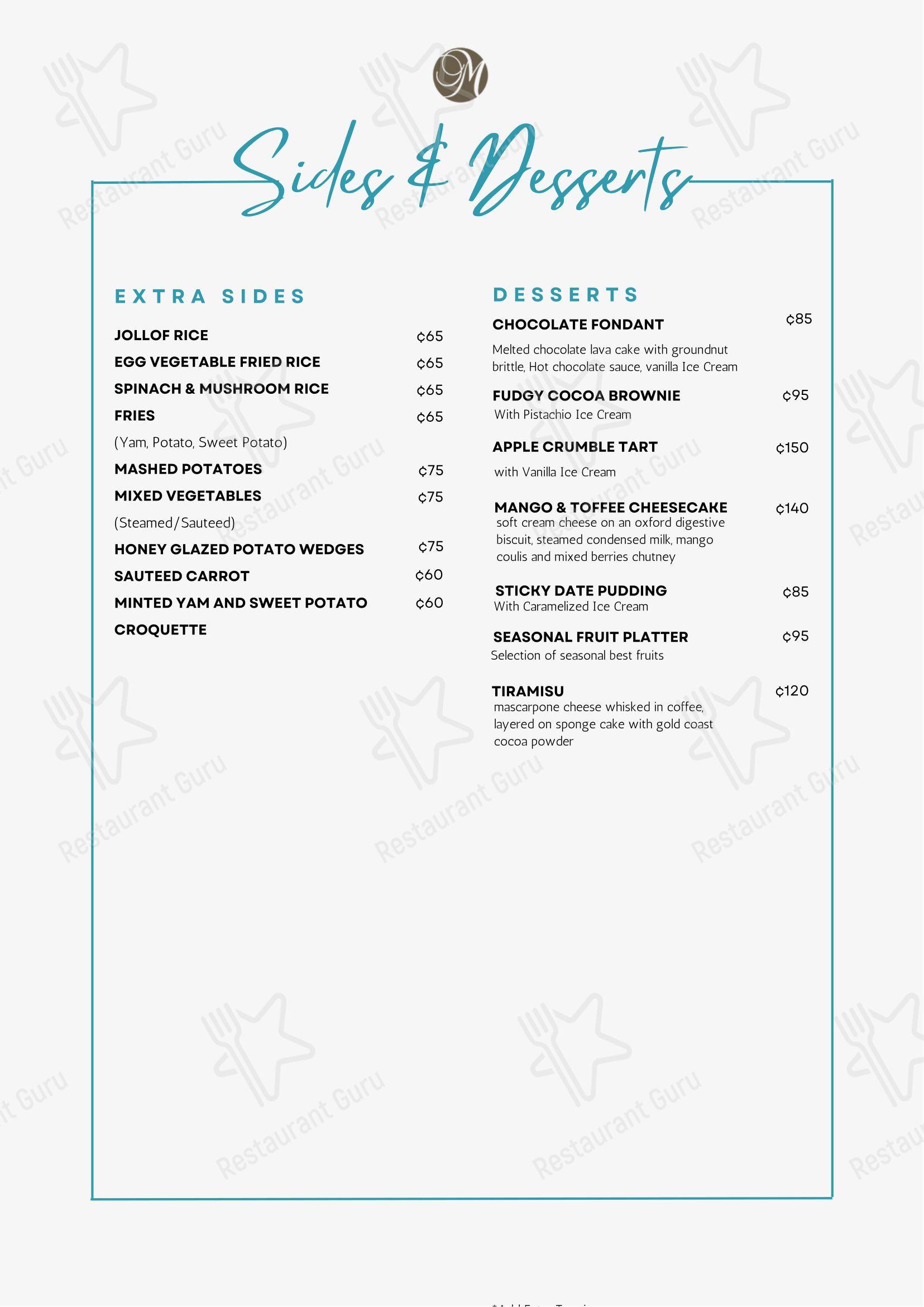 Меню ресторана Chapter One Restaurant - Основное меню