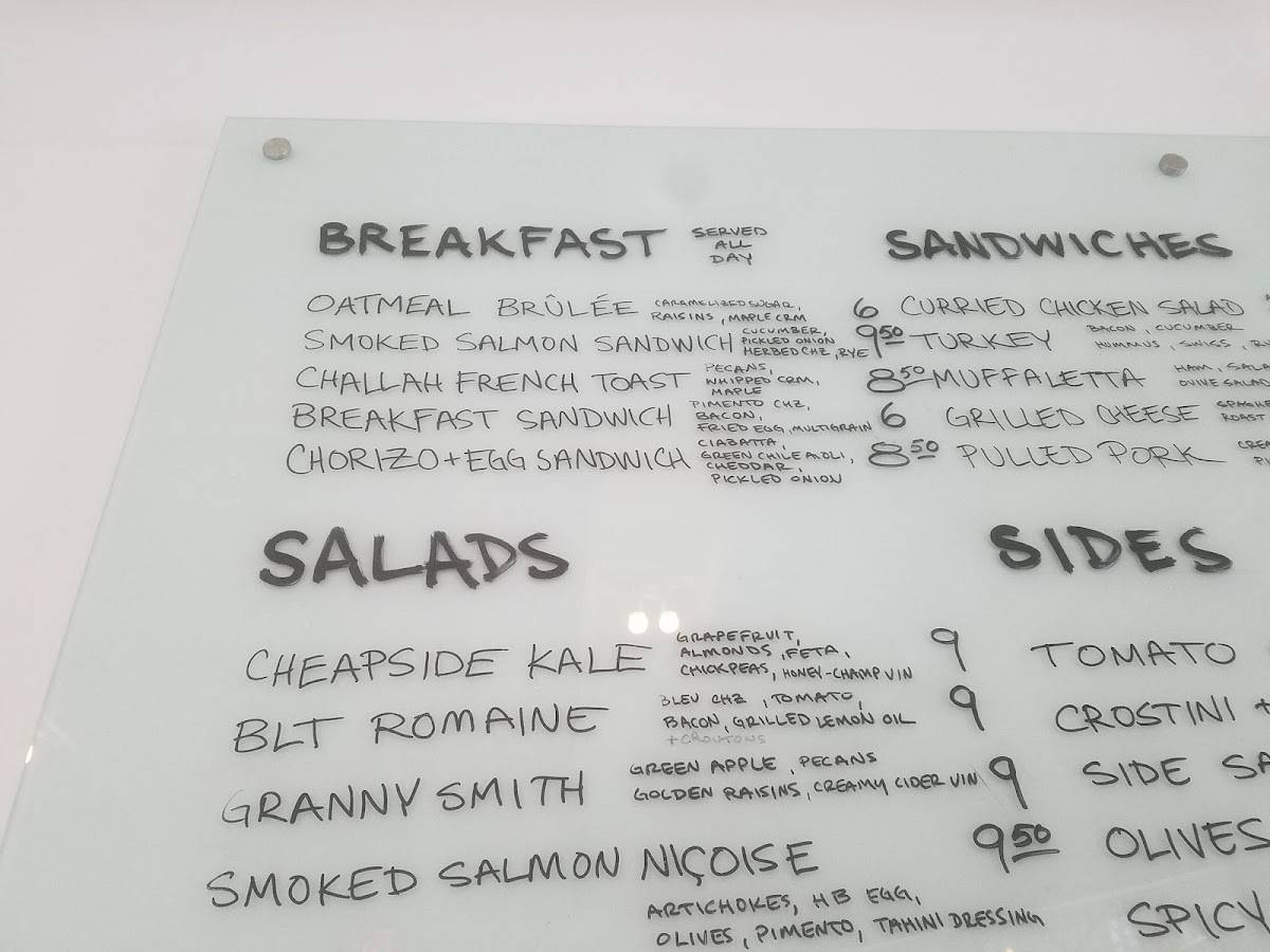 Cheapside Cafe меню