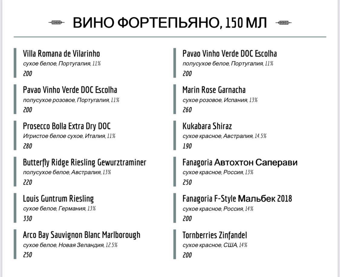 ФортеПьяно меню