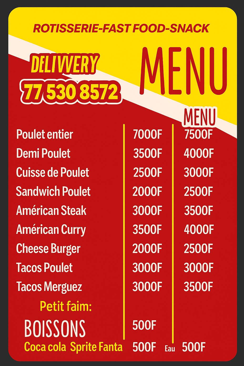 Chez Poly меню
