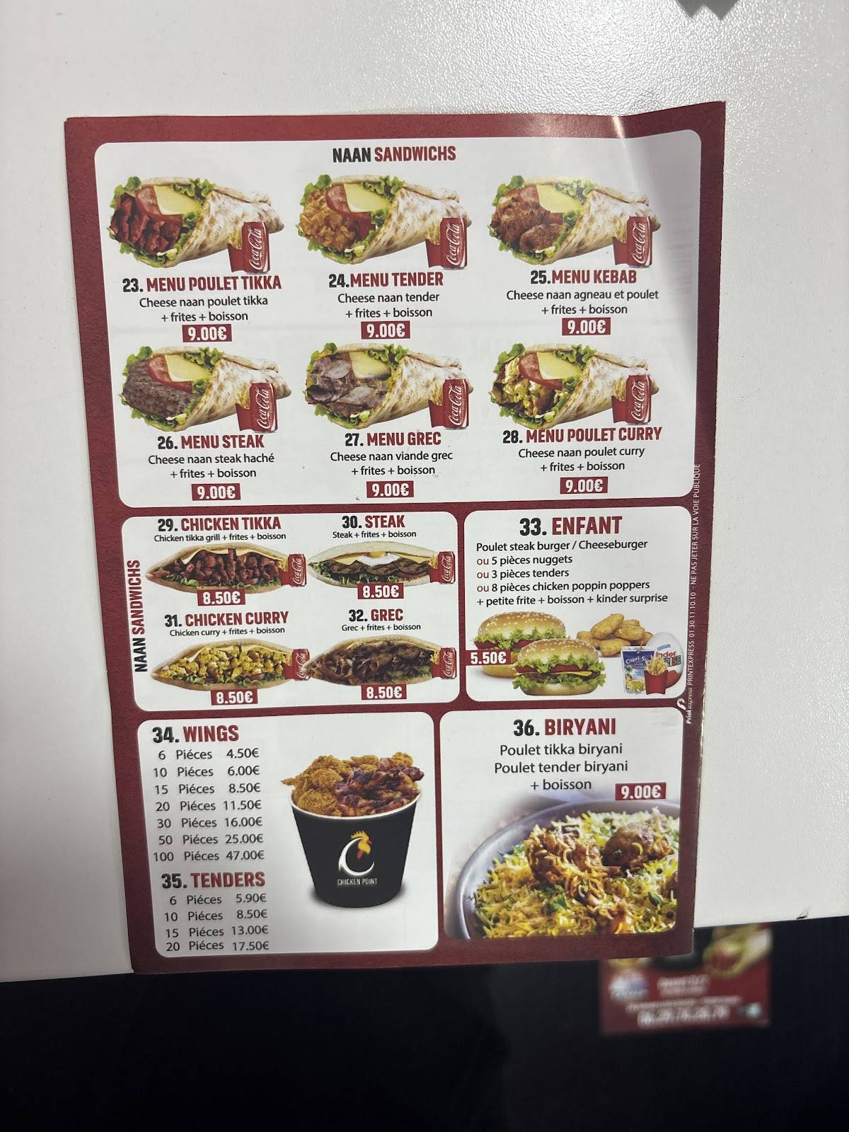 Chicken point меню