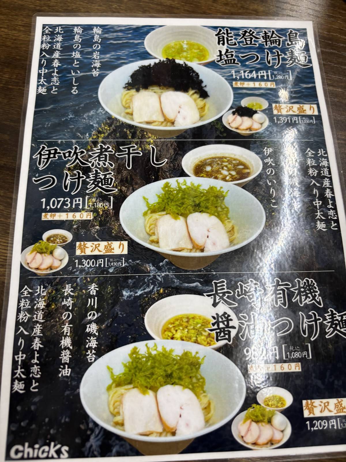 Chicks меню
