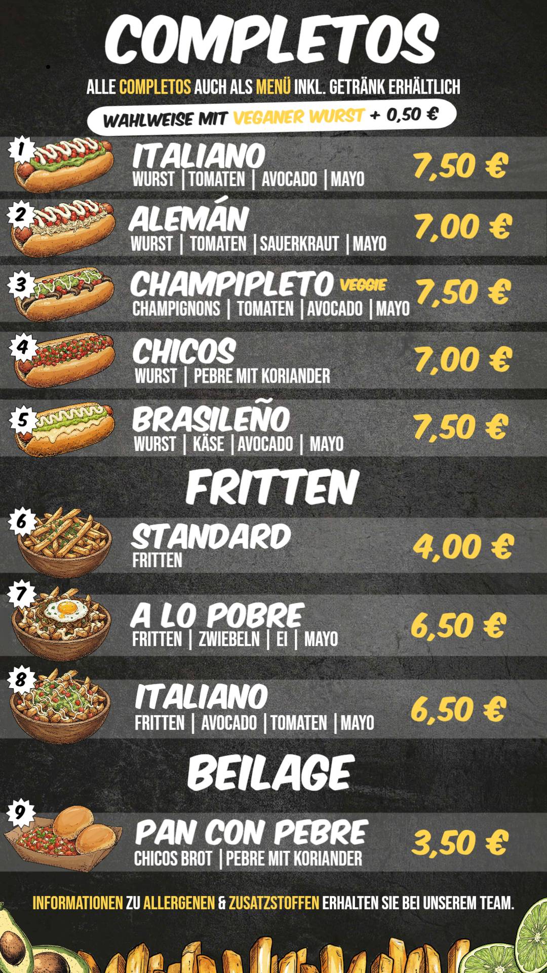 Chicos меню
