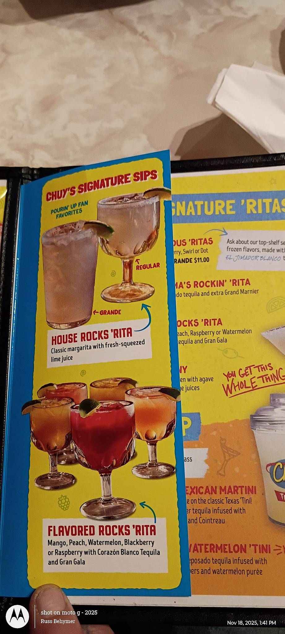 Chuy's меню
