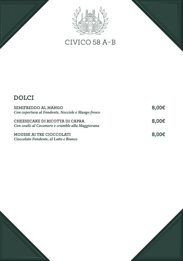 Civico58 A-B меню